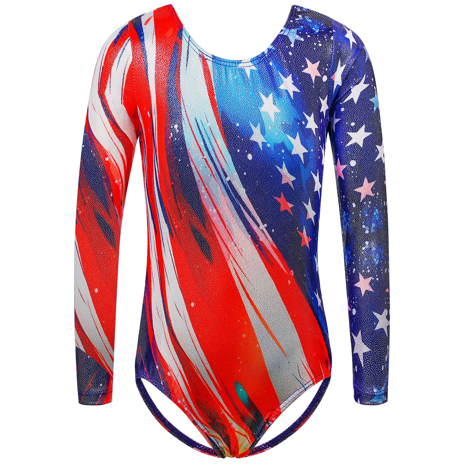 Collant De Ginástica Tfjh E De Manga Comprida Para Meninas 8a Vermelho Azul