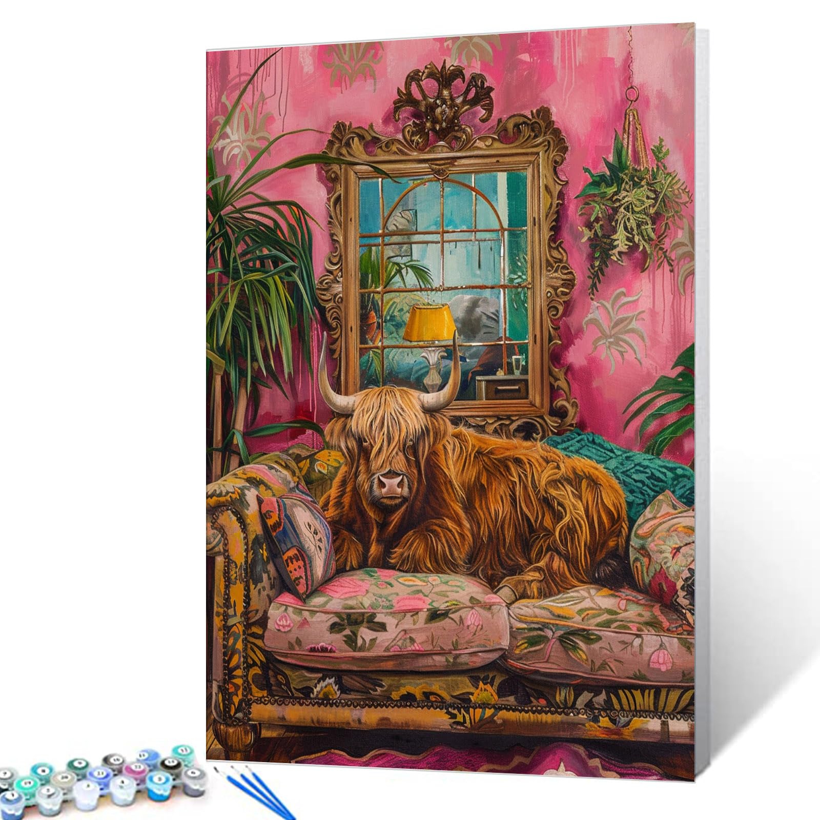 Kit Paint By Numbers Aihonmin Highland Cow Bohemia 40x50cm