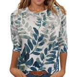 Blusa Feminina Hughfance, Manga 3/4, Algodão, Estampa Floral De Outono