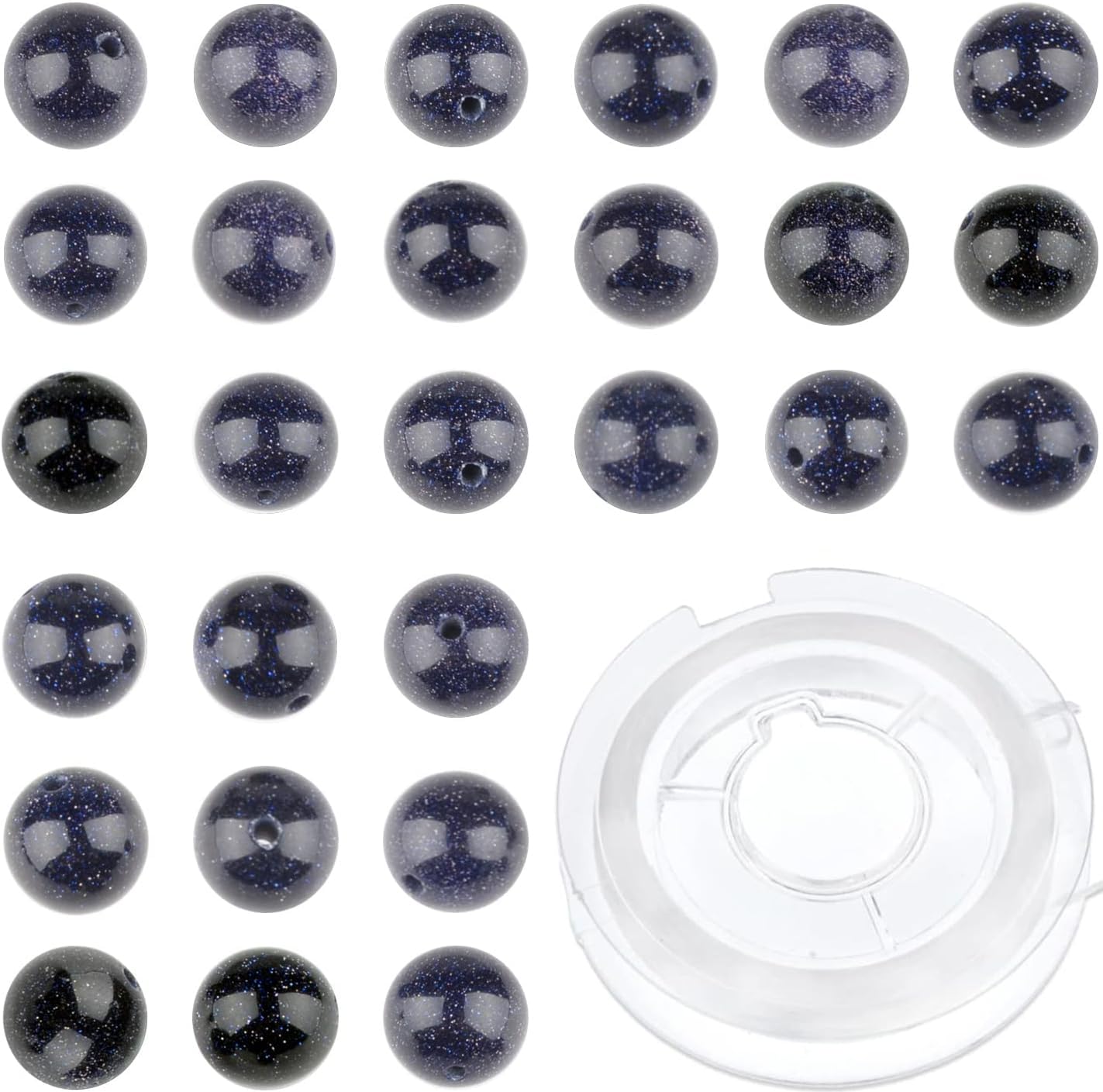 Beads Bymitel Blue Sand Stone 10 Mm, Redonda, 90 Peças De Joias Diy