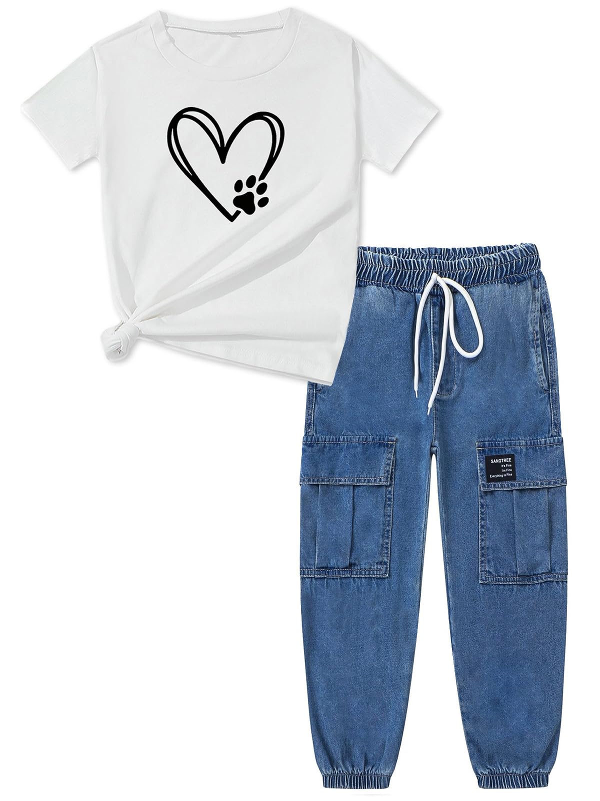 Conjunto De Roupas Artmine, Calças Jeans Casuais Para Meninas