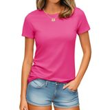 Blusas Femininas Yucolen De Algodão De Manga Curta Upf 50+ Rosa Choque Xxl