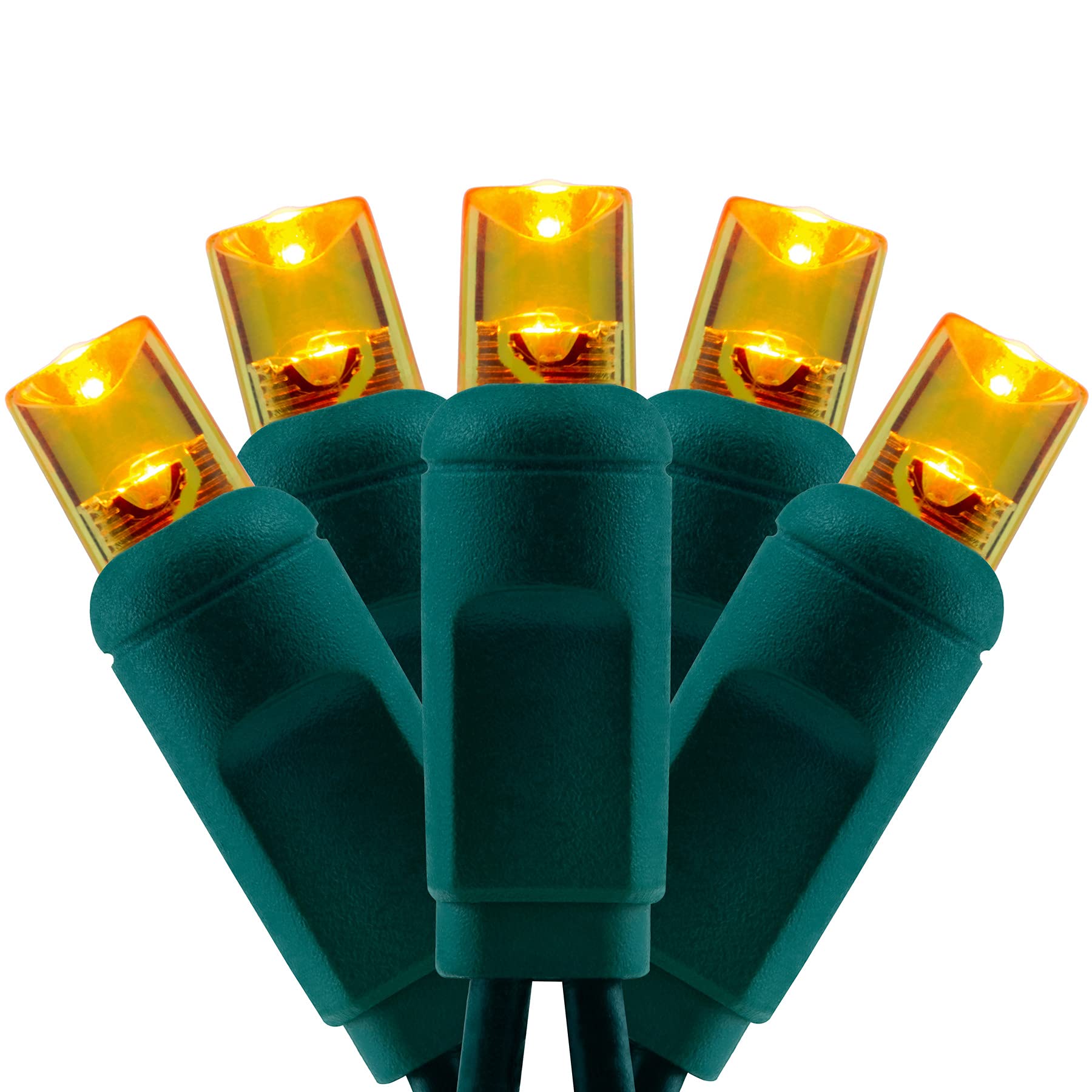 Luzes De Natal Yuletime Orange 5mm Led 48 Pés 140 Unidades 2 Fios