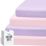 Mini Lençóis De Berço Magik &amp; Kover, Pacote Com 4 Para Meninas, 24x38 Polegadas