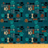 Estofamento Infantil Em Tecido Erosebridal Pup Dog Paw Print 1m Azul
