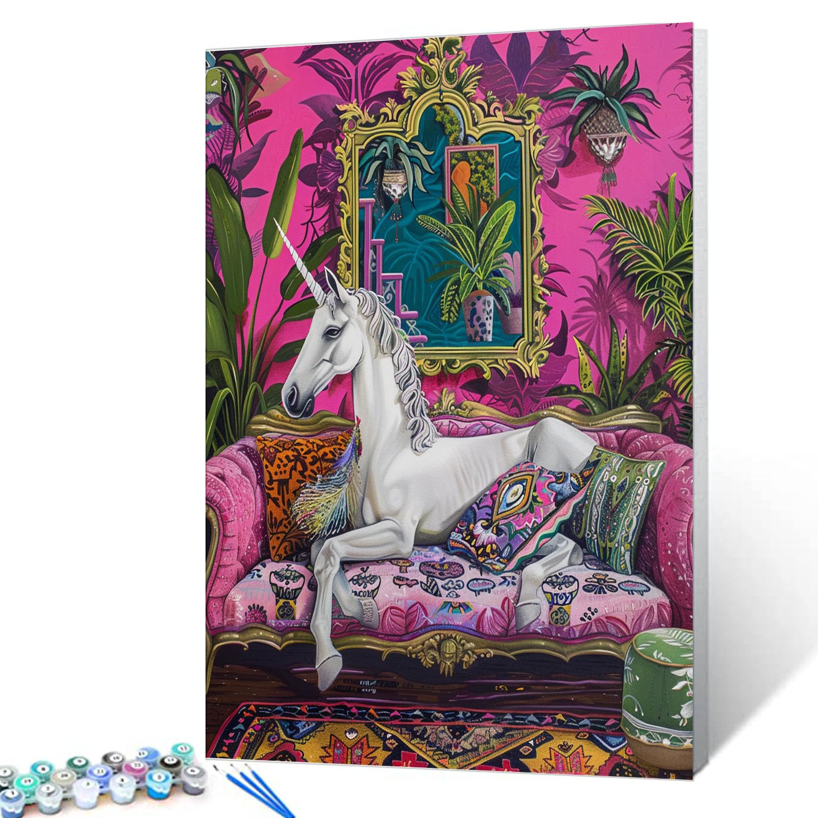 Kit Paint By Numbers Aihonmin White Unicorn Pastel Pastel Purple