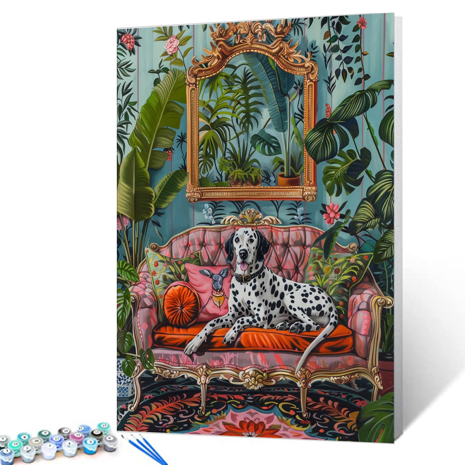 Kit Paint By Numbers Aihonmin Dalmatian Family Dog 40x50cm
