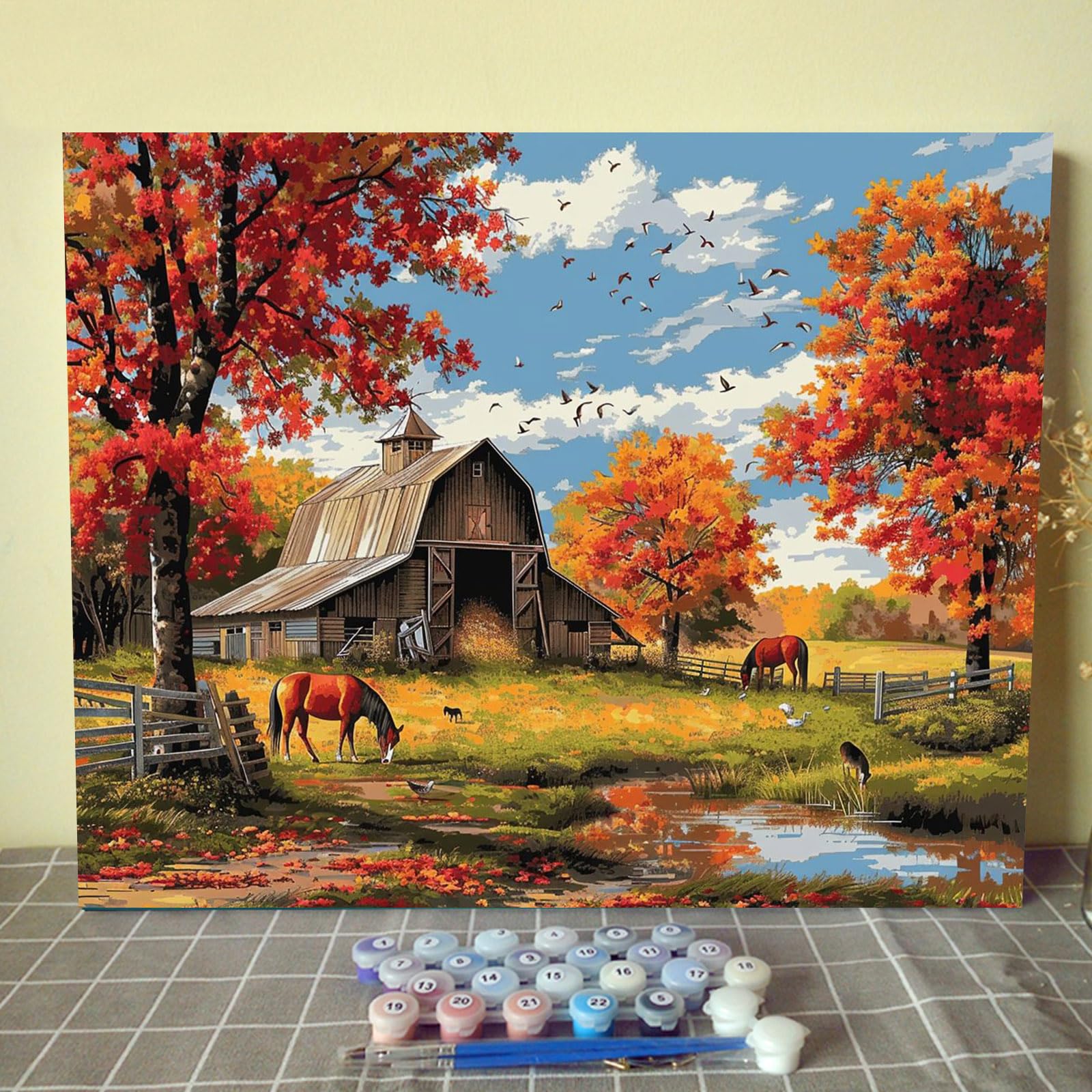 Kit Paint By Numbers Tucocoo Autumn Farm Scenery 40x50cm
