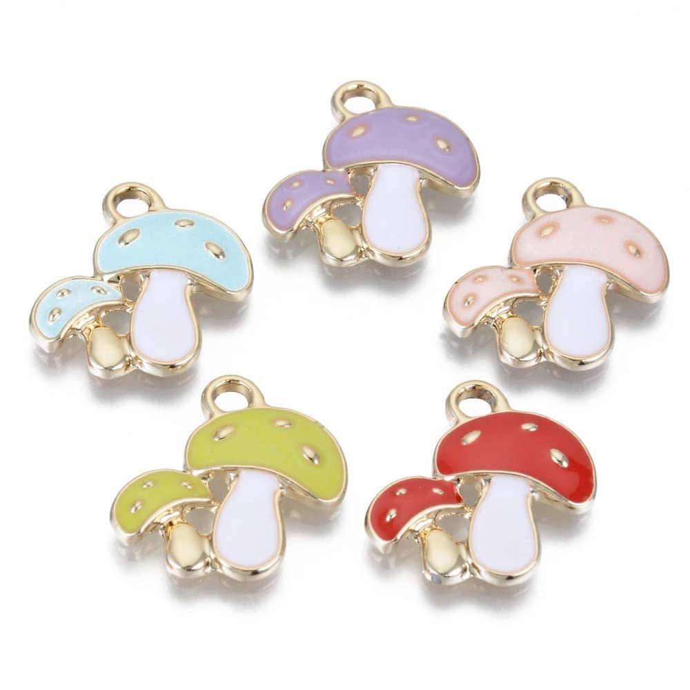 Pingente Charms Danling Jewelry, Liga De Cogumelos, Esmalte, 100 Unidades