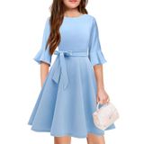 Vestido Wiffgo Para Meninas, Manga Em Forma De Sino, Altura Do Joelho, Formal, Para Crianças Grandes