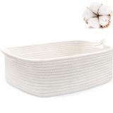 Cesta De Armazenamento: Corda De Tornozelo, Tecido De Algodão 36x28x13cm, Branca