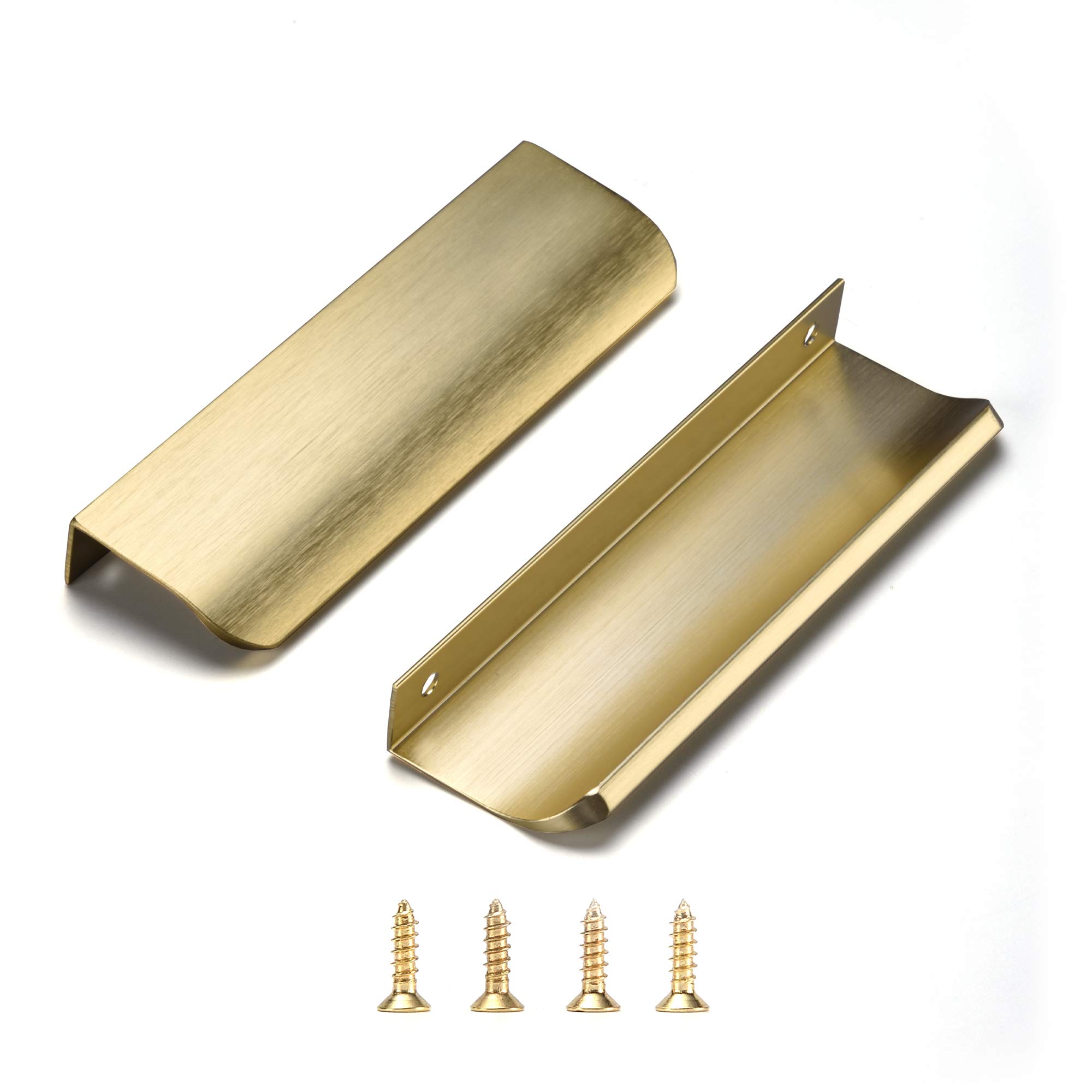 Cabinet Pull Satanga Edge Finger Tab Puxa Latão Escovado X5