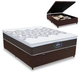 Cama Box Casal Baú Colchão Molas Ensacadas Marrom/branco