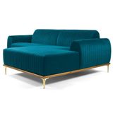 Sofá 230cm 4 Lugares Chaise Direito Pés Gold B-66 Turquesa