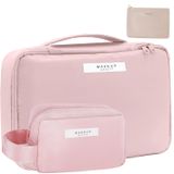 Bolsa De Maquiagem De Viagem Queboom Rosa De Nylon Impermeável (3 Unidades)