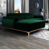Sofá 350cm 6 Lugares Chaise Esquerdo Pés Gold Verde Musgo