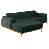 Sofá 255cm 4 Lugares Chaise Esquerdo Pés Gold C-117 Verde