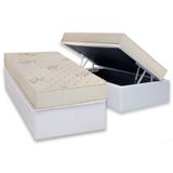 Conjunto Box Baú Solteiro Colchão Espuma Luckspuma D45 Gran Luck Pró Saúde + Base Crc Courano White (88x188)