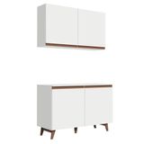 Kit Reims com Armário Aéreo e Balcão Branco Madesa