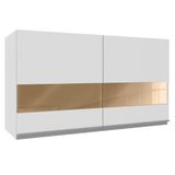 Armário Aéreo Acordes Glamy 100% MDF 120 cm 2 Portas Vidro Reflex Branco Madesa