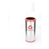 Lixeira Em Aço Inox 22l Coleta Seletiva Com Aro Plastico Marrom