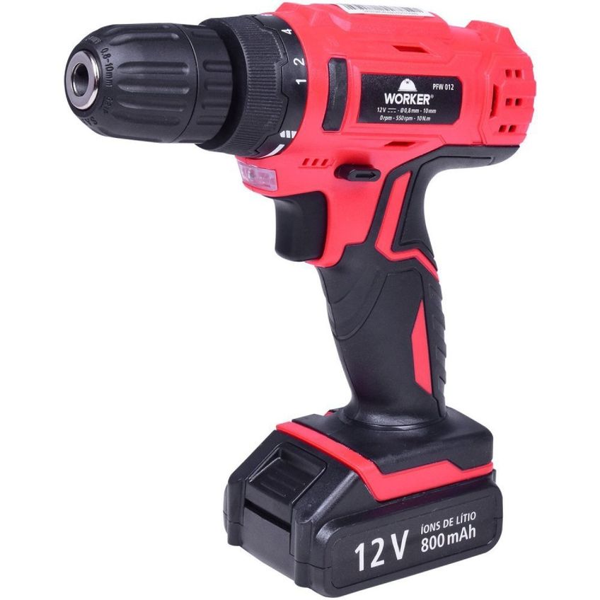 Parafusadeira Furadeira À Bateria 12v 1/32" Bivolt Com 52 Peças Worker - imagem 2