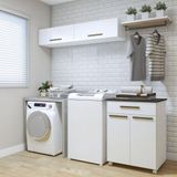 Lavanderia Modulada Magé 2 Arm Aéreos E Balcão Kaiki Móveis Branco