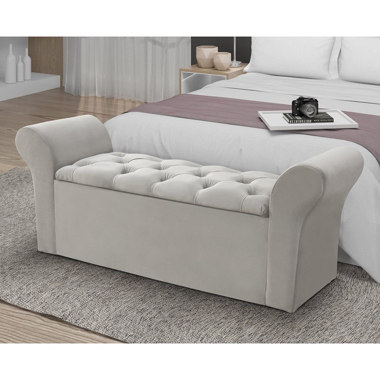 Recamier Miami Em Madeira Eucalipto Off White