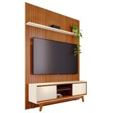 Rack Bancada Com Painel Milo Cinamomo/off White Para Tv Até 75 - Madetec