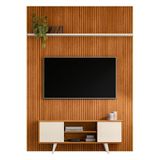 Rack Bancada Com Painel New Panorama Cinamomo/off White Para Tv Até 75 - Madetec