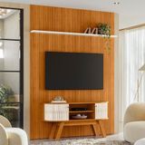 Rack Bancada Com Painel Silverstone Cinamomo/off White Para Tv Até 75 - Madetec