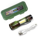 Lanterna Tática Led Sabre Recarregável Zoom 3 Em 1 Potente Usb E Mini De Bolso Ideal Para Sos Trilhas E Uso Militar
