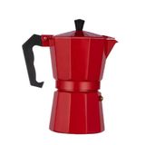Cafeteira Italiana Vermelha 6 Xícaras Moka Grande Café Expresso Manual Premium Vintage De Luxo Para Sabores Autênticos