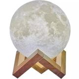 Luminária Lua 3d Muda Cor Suporte Madeira C/ Controle Remoto Lua C/ Controle