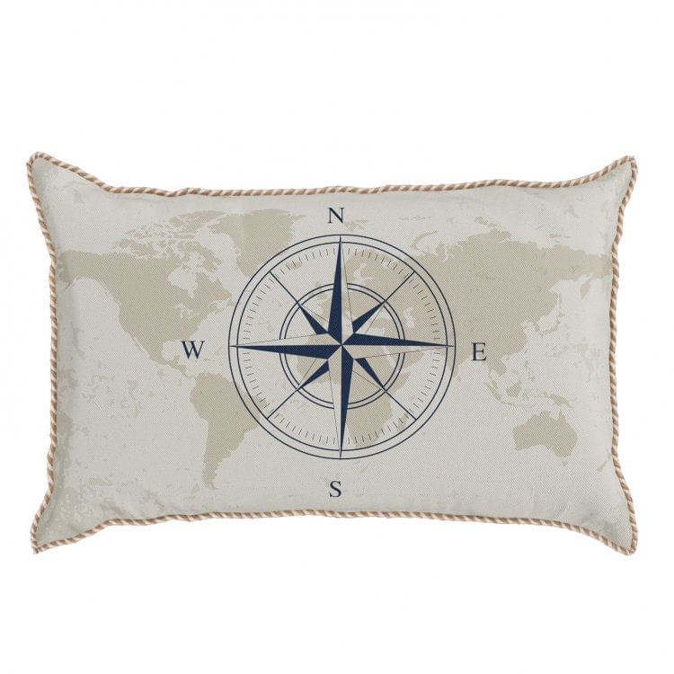 Capa para Almofada com Cordão 35x55cm Náutica Belchior Branco/Bege/Azul