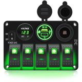 Painel De Comutação Fxc Waterproof 5 Gang Com Qc3.0 Usb E Type-c