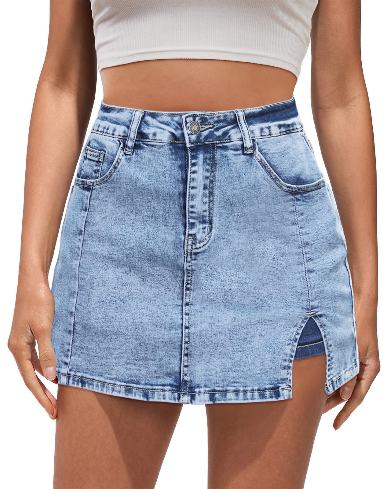 Jeans Jean Skorts Vetinee De Cintura Alta Roadknight Blue - L