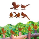 Decoração Jardim Pássaros De Metal Cor Ferrugem Kit 5 Pç
