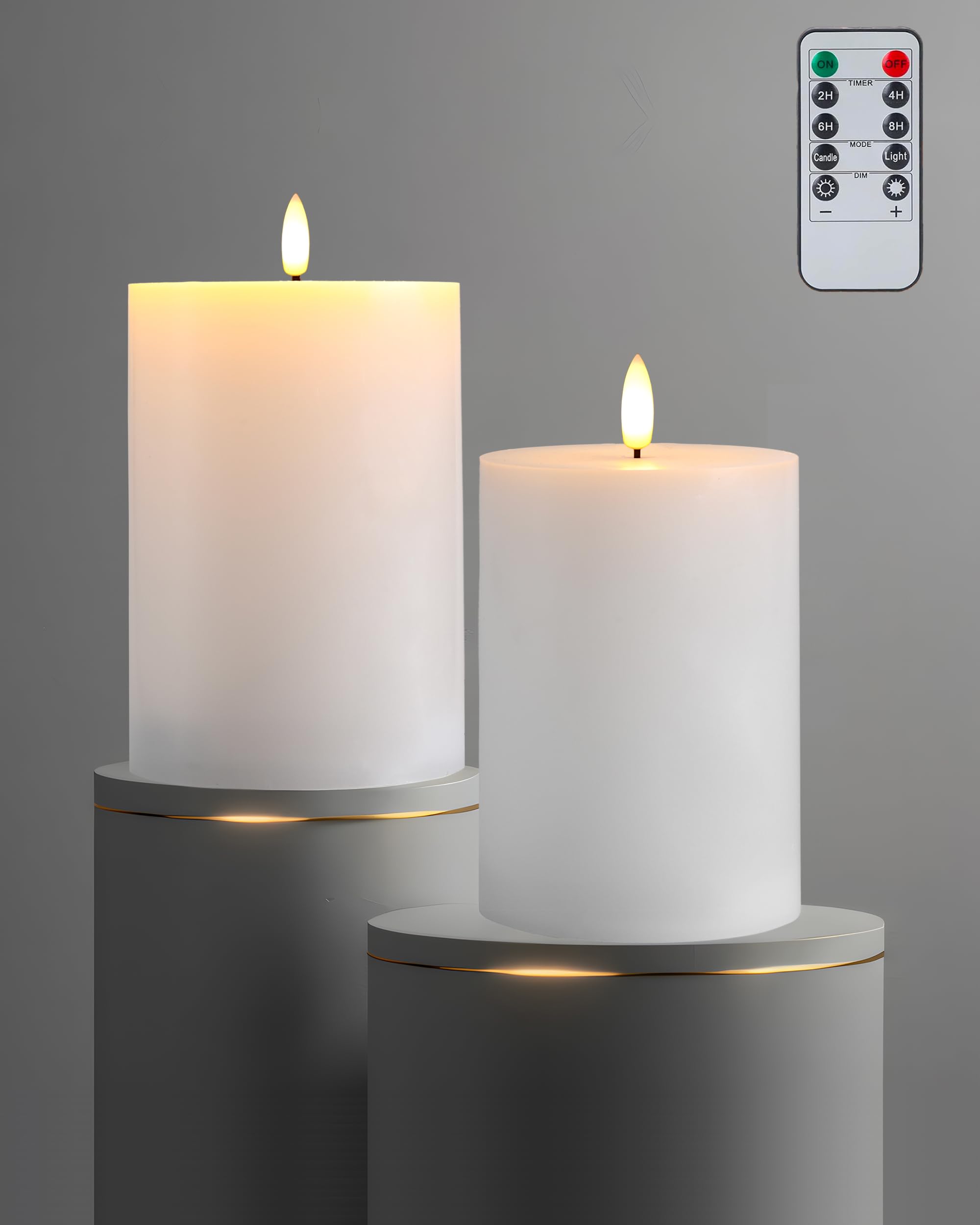 Velas Led Gmnee 4x8 Flickering Flameless White Pillar, Pacote Com 2