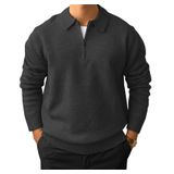Suéter Polo Masculino Lexiart Com Zíper E Gola Preta