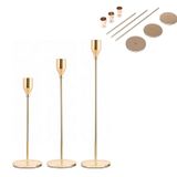 Suportes Decorativos Para Velas Em Ferro Dourado 3 Pçs