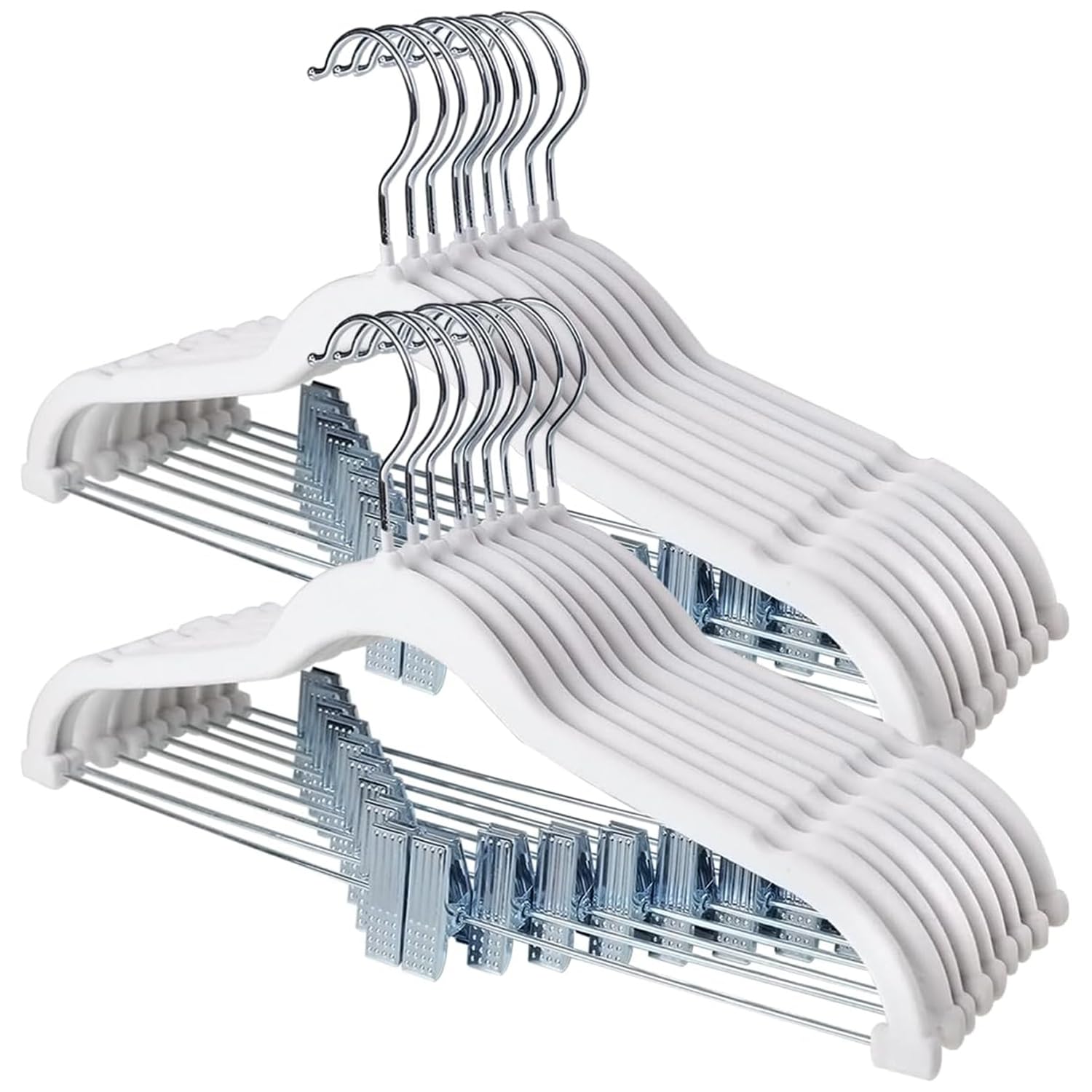 Pants Hangers Stormix, Pacote Com 24, Cabide De Veludo Com Clipes Brancos