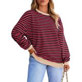 Moletom Feminino Eytino Plus Size Listrado 3x Preto Vermelho