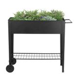 Caixa Para Plantas Em Ferro Com Rodinhas 95x40x80cm Preta