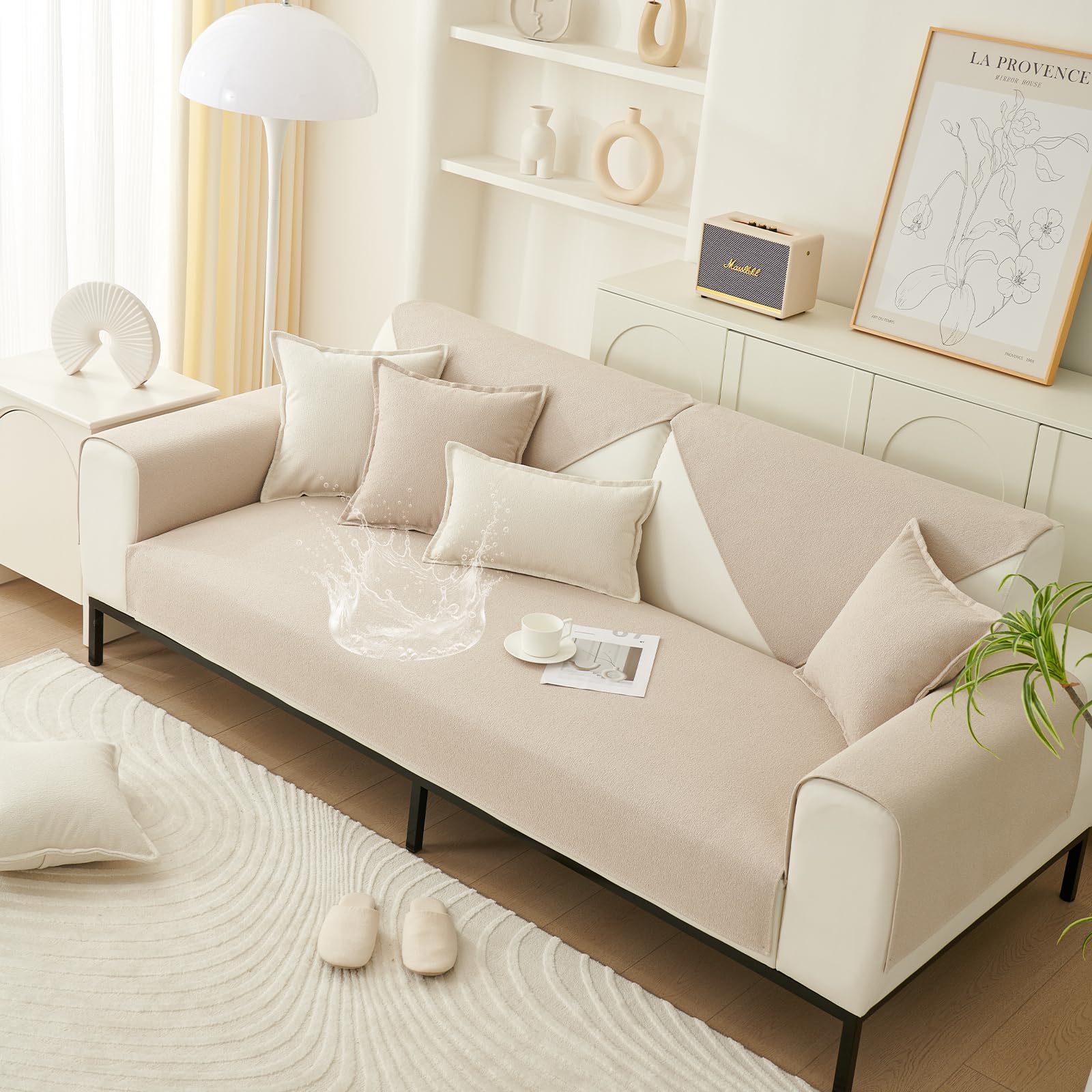 Capa De Sofá Handontime Waterproof Chenille Para Sofá De 3 Almofadas