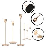 Suportes Para Velas De Ferro Champagne Decoração 3 Pçs