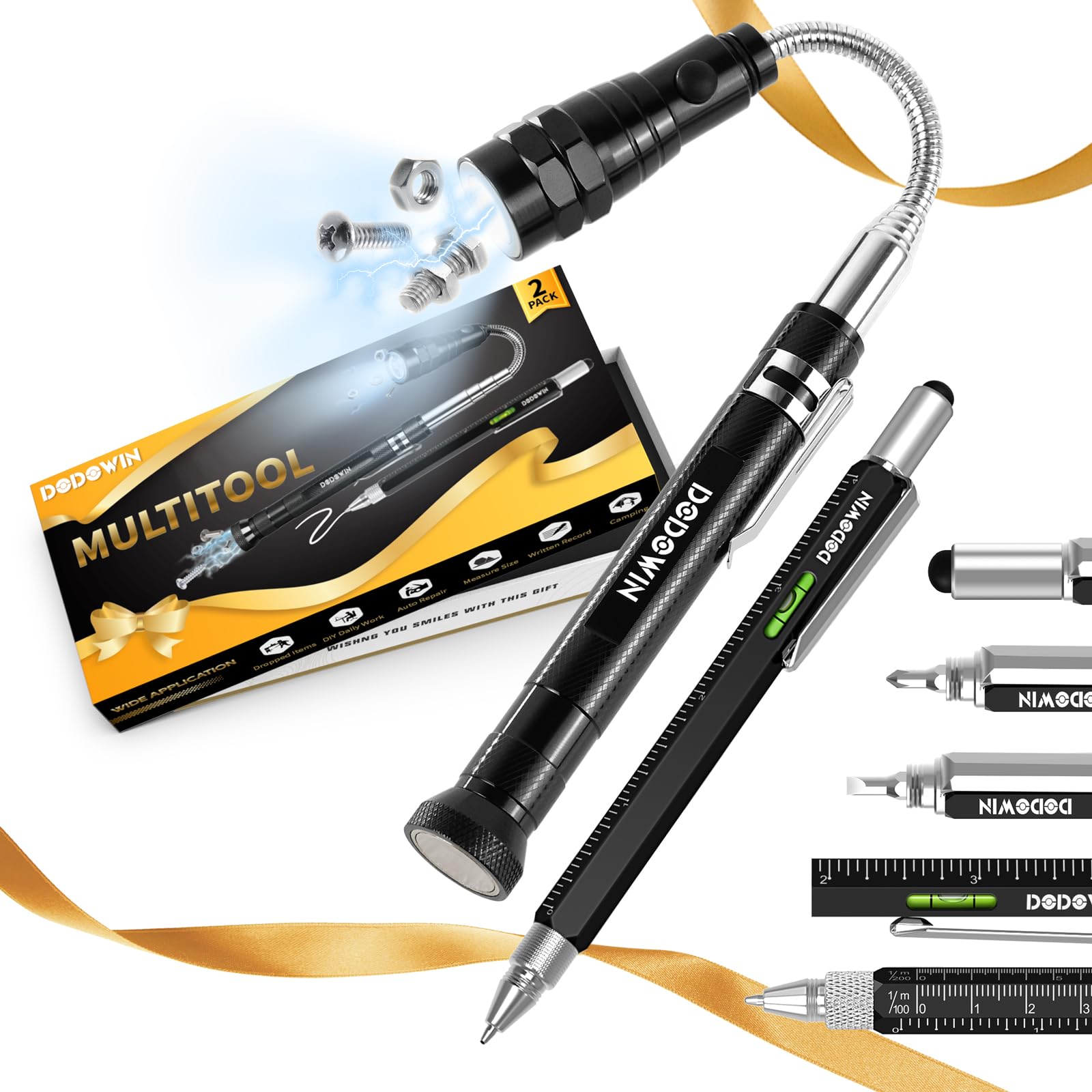 Conjunto De Ferramentas Dodowin Extensível Magnet Pickup, 2 Unidades Com Lanterna