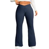 Leggings Femininas Eytino Plus Size Flare De Cintura Alta Azul 2x