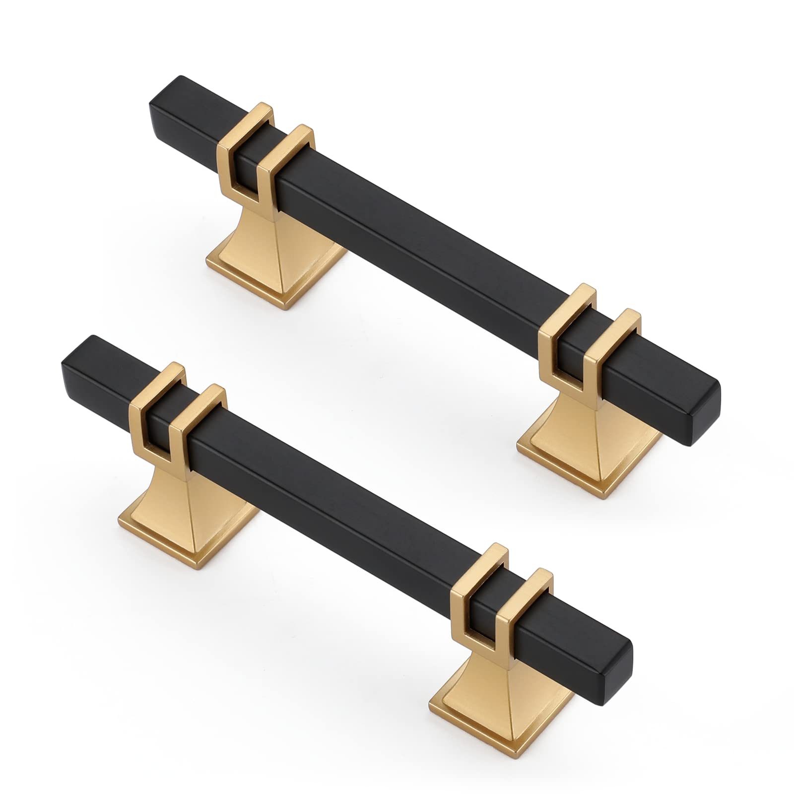 Cabinet Pulls Lepatape Black &amp; Gold, 76 Mm, Orifícios Centrais, Pacote Com 10