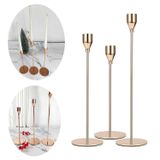 Candelabros Modernos Em Ferro Champagne Conjunto 3 Pçs